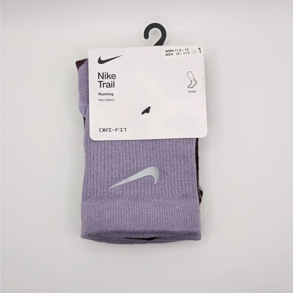 Nike Trail Running Ankle Socks - Wool Blend - Purple - W (11.5-13) M (10-11.5)